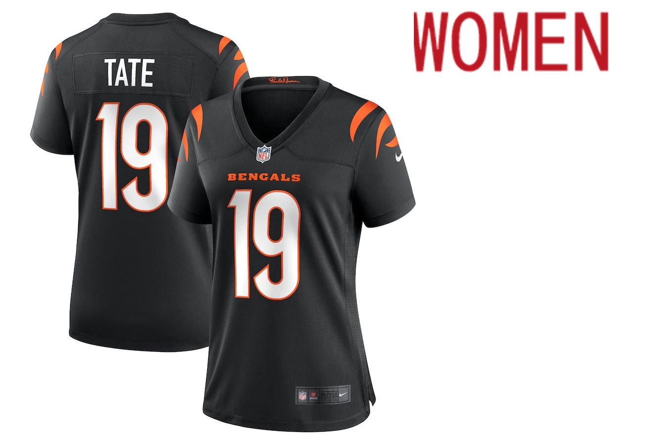 Women Cincinnati Bengals #19 Auden Tate Nike Black Game NFL Jersey->women nfl jersey->Women Jersey